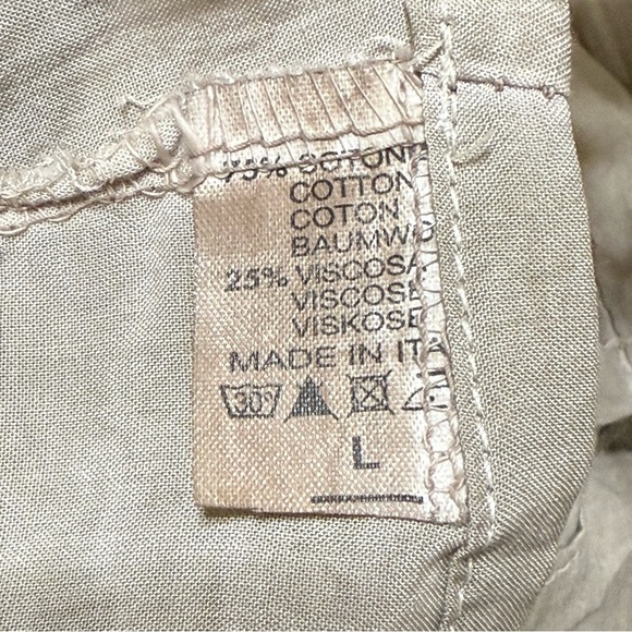 Beige Crochet Lace Tunic Blouse Made in Italy Roll Tab Sleeve Boho Top Large - Picture 4 of 5